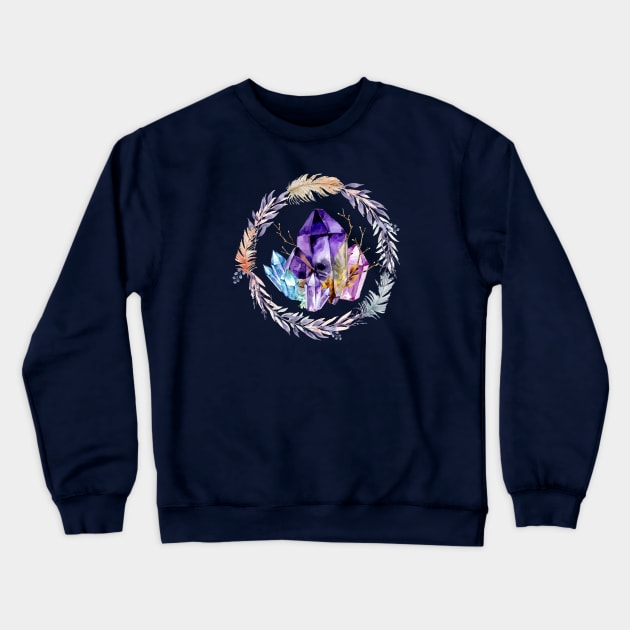 Amethyst And Blue Topaz Crystal Magic Crewneck Sweatshirt by LittleBunnySunshine